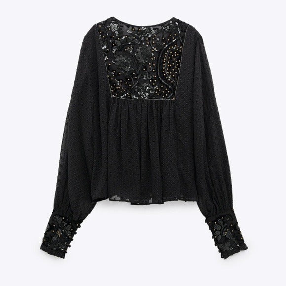 Addison Top Mixed Black Gingham Size Small