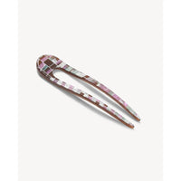 French Hair Pin in Brown Shell Checker