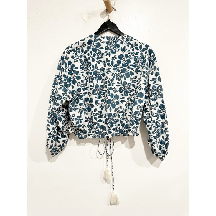 Perrin Top in Blue and White Floral - XL