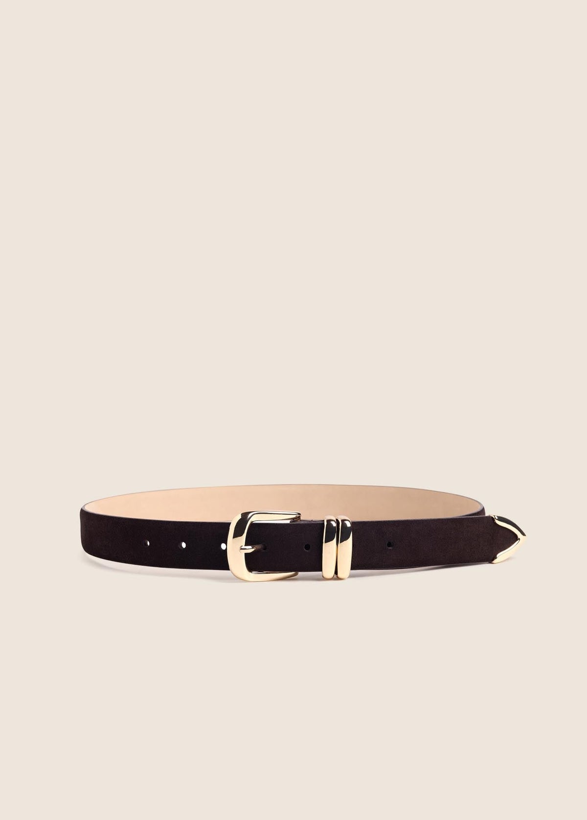 The Suede Jordan Belt in Chocolate Gold