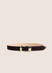 The Suede Jordan Belt in Chocolate Gold