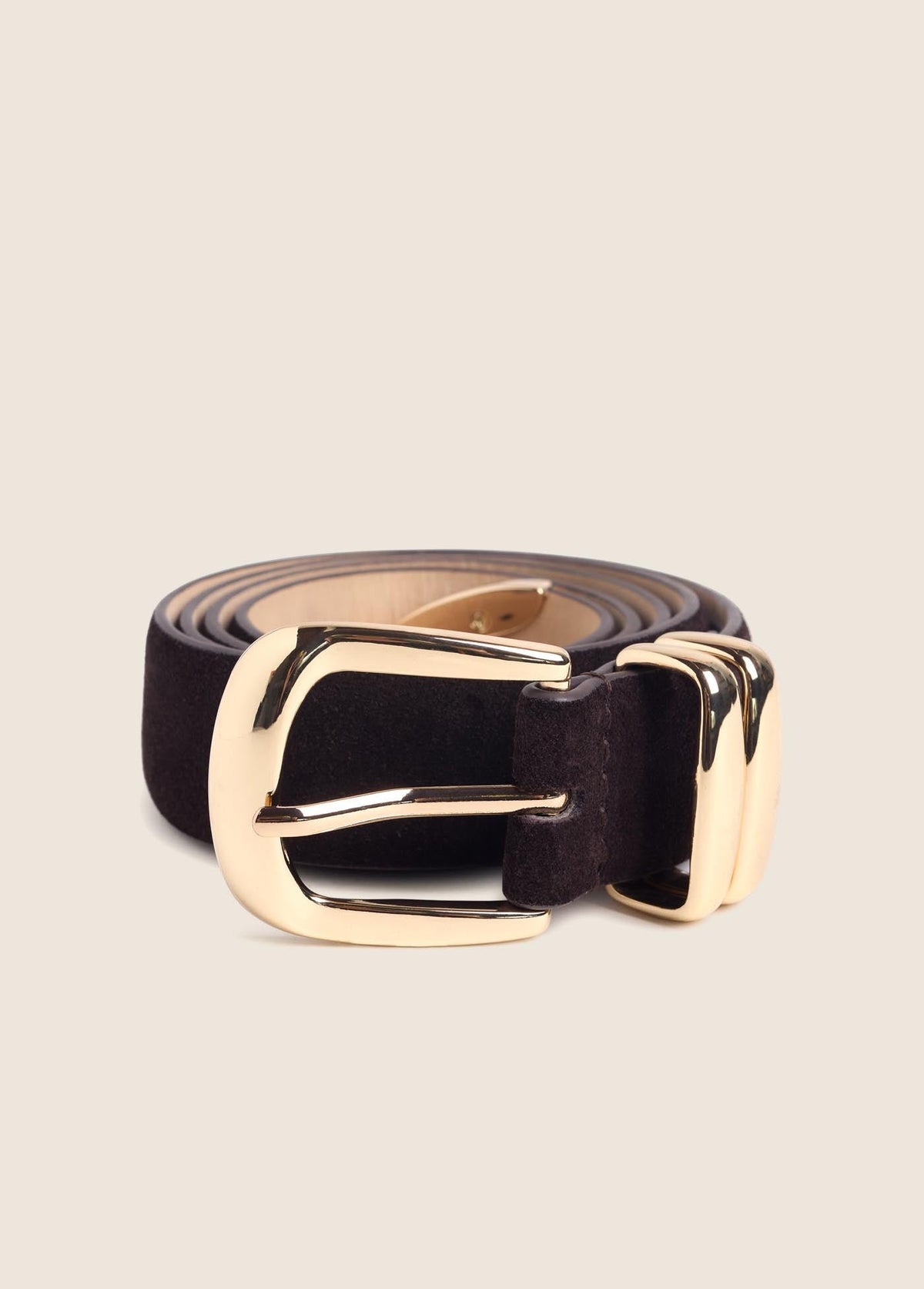 The Suede Jordan Belt in Chocolate Gold