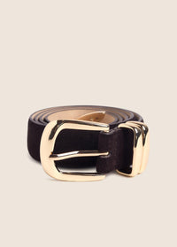 The Suede Jordan Belt in Chocolate Gold