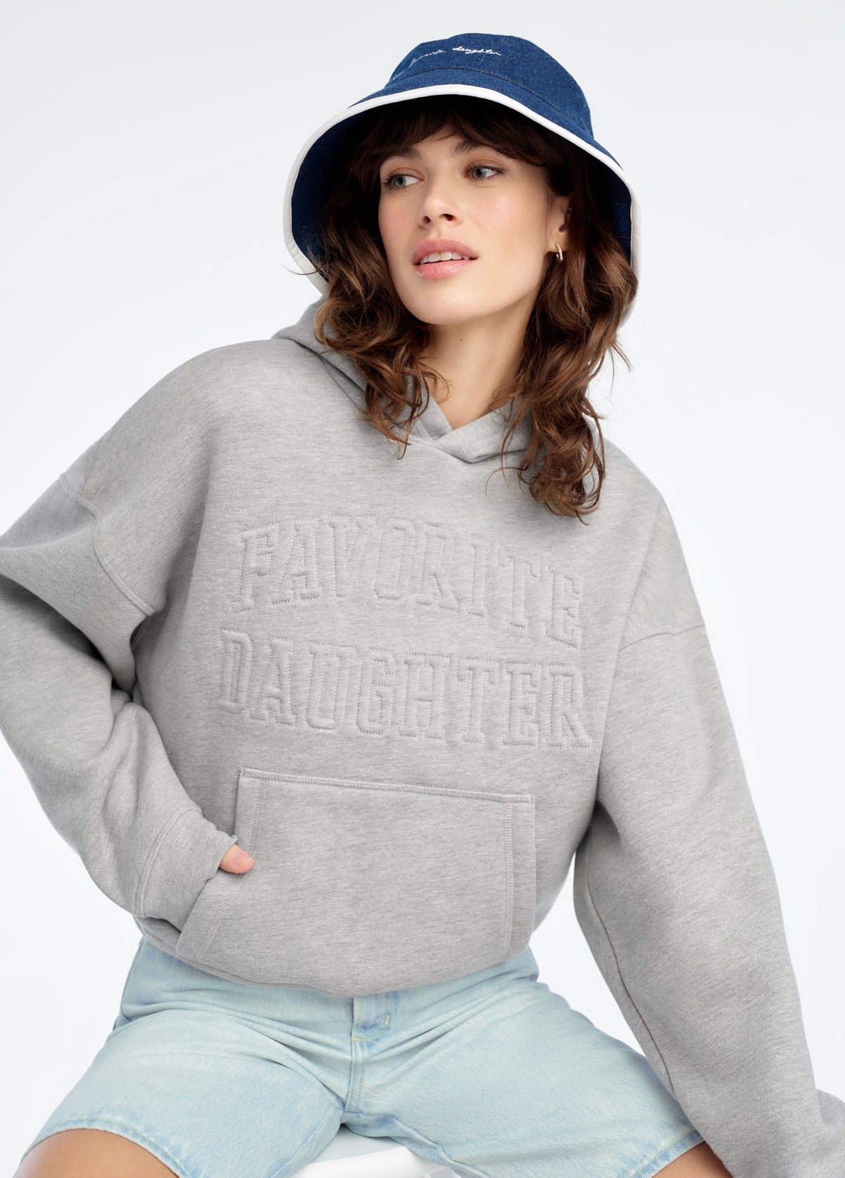 The Collegiate Embossed Hoodie in Heather Grey