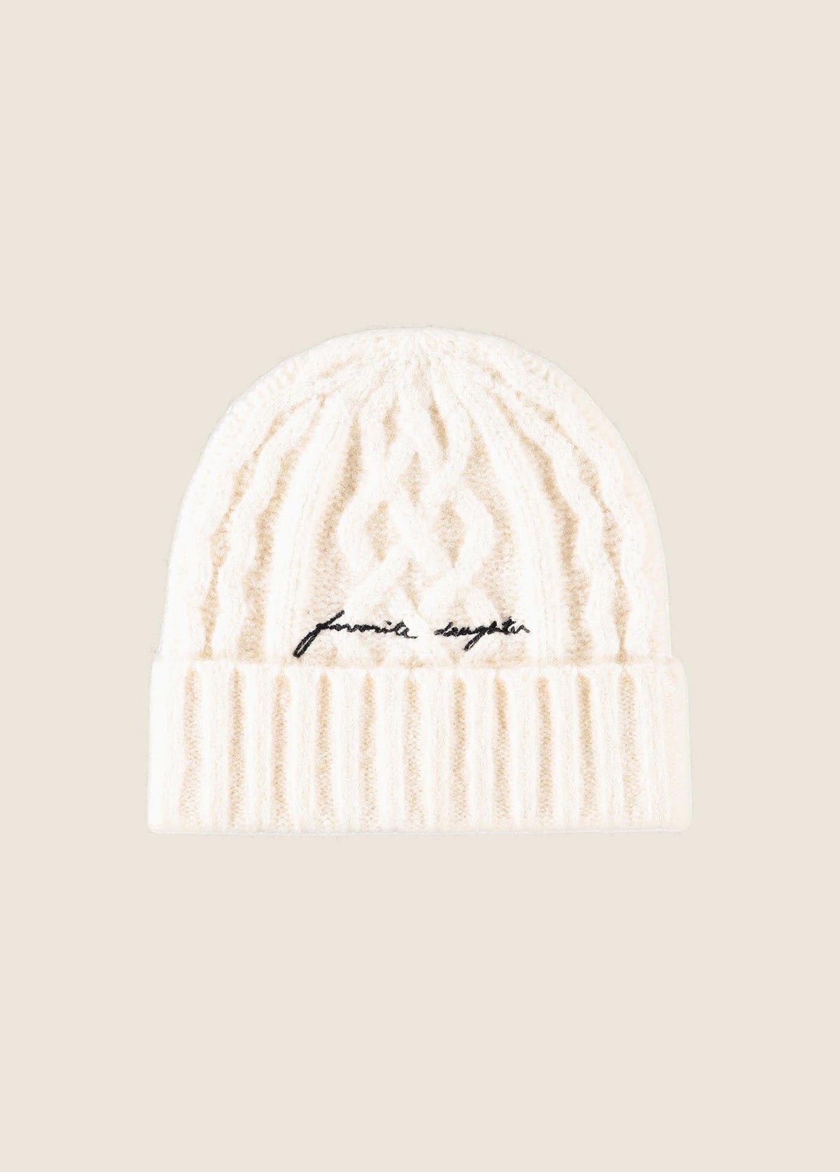 The Cable Beanie in Ivory