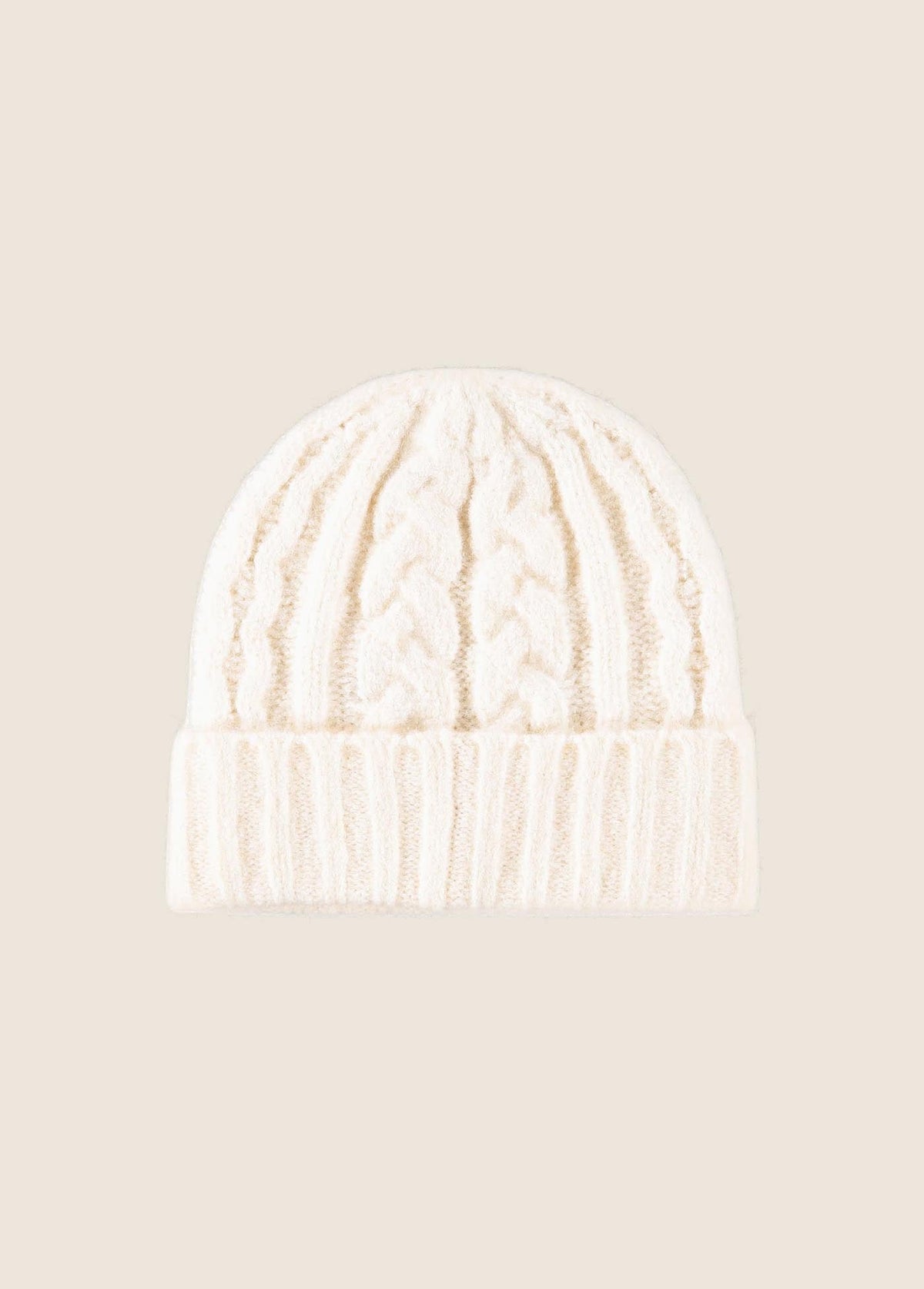 The Cable Beanie in Ivory