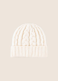 The Cable Beanie in Ivory