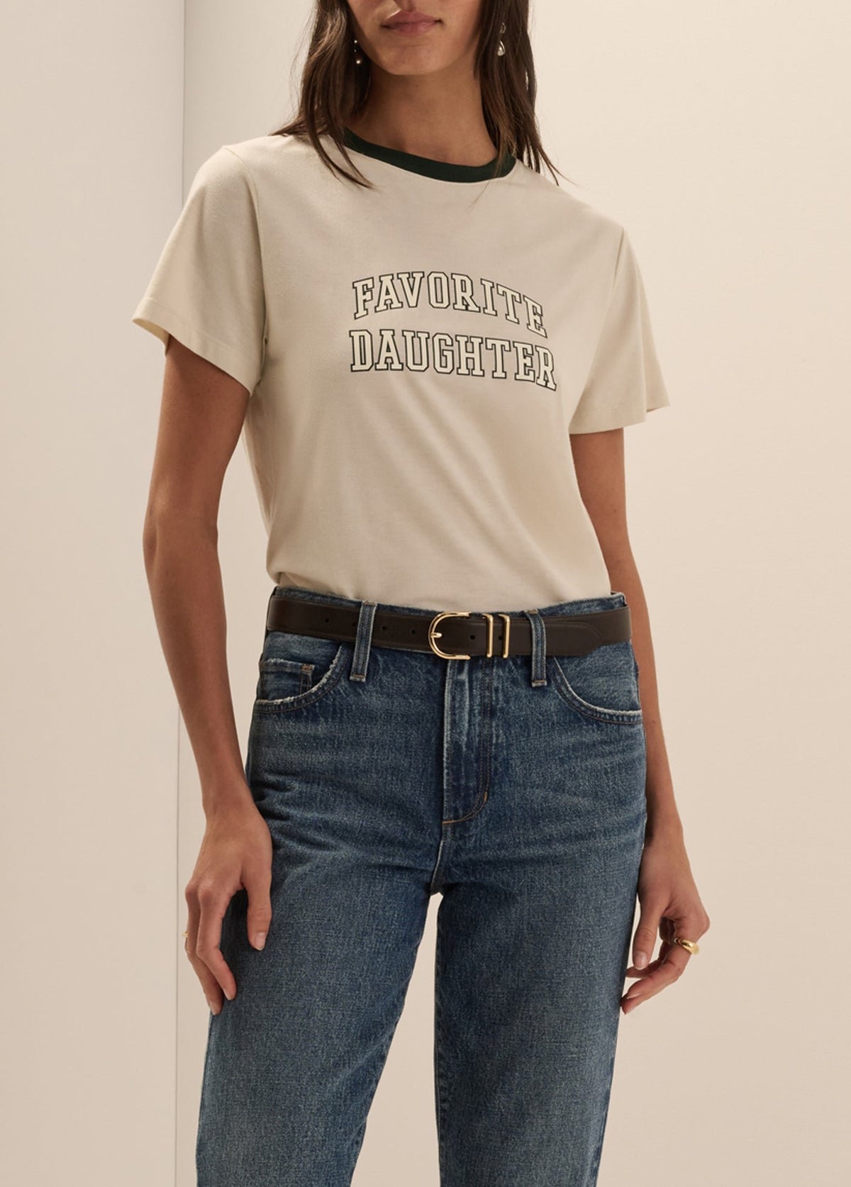 The Collegiate Classic Tee in Pumice/Forest