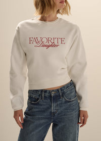 The Embroidery Ritzy Classic Sweatshirt in Sugar/True Red