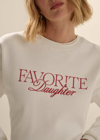 The Embroidery Ritzy Classic Sweatshirt in Sugar/True Red