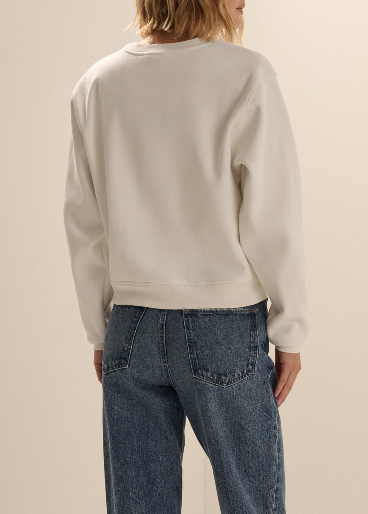 The Embroidery Ritzy Classic Sweatshirt in Sugar/True Red