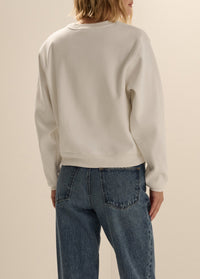 The Embroidery Ritzy Classic Sweatshirt in Sugar/True Red