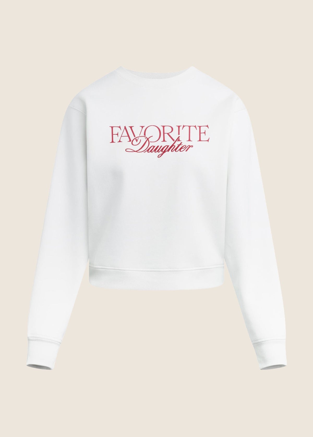 The Embroidery Ritzy Classic Sweatshirt in Sugar/True Red