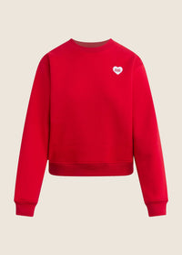 The Embroidered Favorite Daughter Heart Sweatshirt in Cherry/White