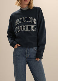 The Embroidery Collegiate Sweatshirt in Navy/White