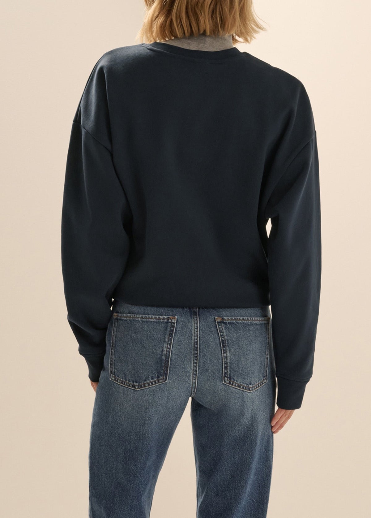 The Embroidery Collegiate Sweatshirt in Navy/White