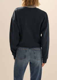 The Embroidery Collegiate Sweatshirt in Navy/White