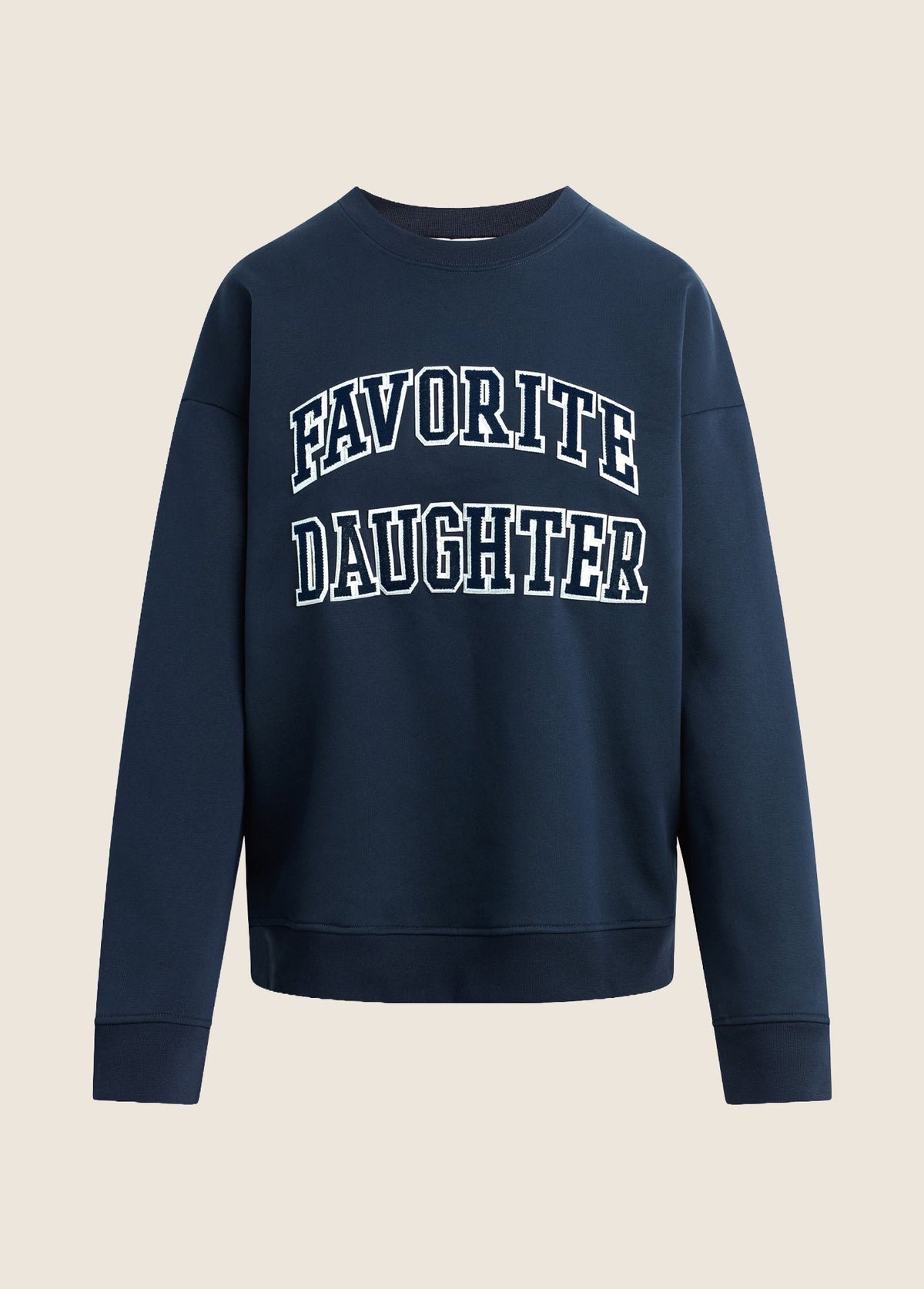 The Embroidery Collegiate Sweatshirt in Navy/White