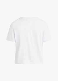 The Cropped Collegiate Tee in White