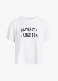 The Cropped Collegiate Tee in White