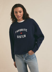Favorite Sister Heart Logo Sweatshirt in Navy