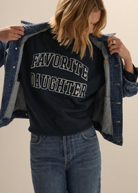 The Embroidery Collegiate Sweatshirt in Navy/White