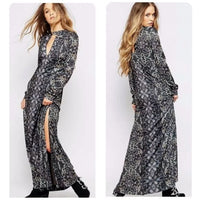 Cabaret Long Sleeve Maxi Dress Dark Combo