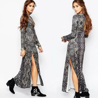 Cabaret Long Sleeve Maxi Dress Dark Combo