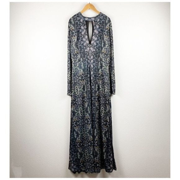 Cabaret Long Sleeve Maxi Dress Dark Combo