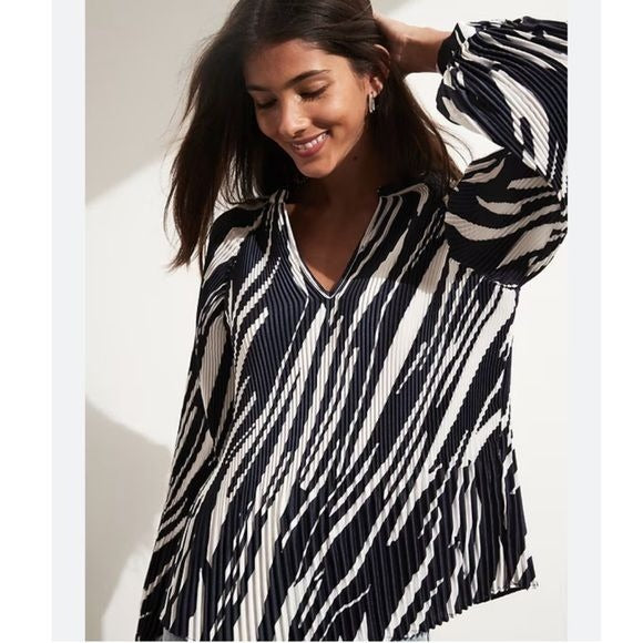 Zebra Pleated Blouse Size XS