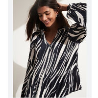 Zebra Pleated Blouse Size XS