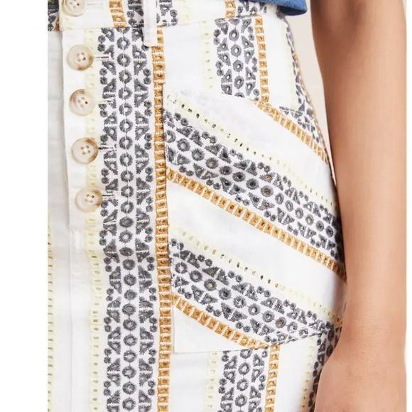 Quincy Eyelet Linen Blend Skirt Size 0