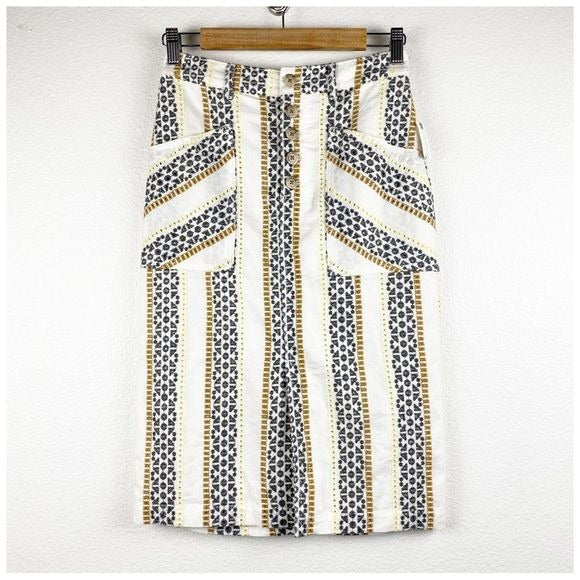 Quincy Eyelet Linen Blend Skirt Size 0