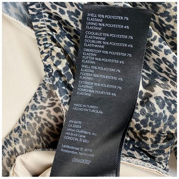 Shirred Animal Print Mesh Top Size Small