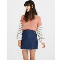 NWT Denim Raw Hem Mini Wrap Skirt Size 2