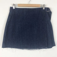 NWT Denim Raw Hem Mini Wrap Skirt Size 2