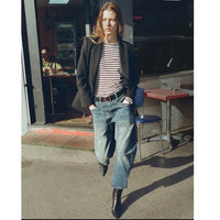 Shon Jean Mid-Rise Stretch Barrel Denim in Classic Wash