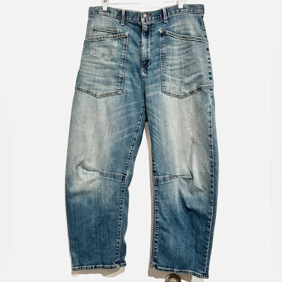 Shon Jean Mid-Rise Stretch Barrel Denim in Classic Wash