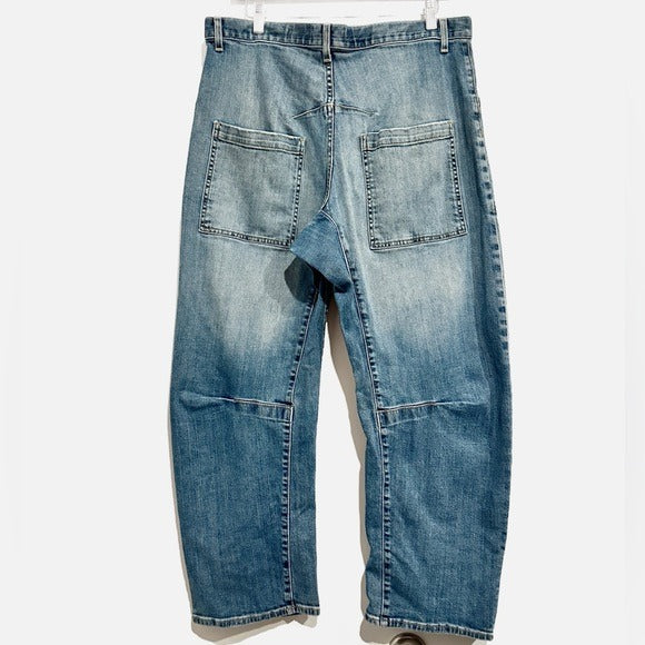 Shon Jean Mid-Rise Stretch Barrel Denim in Classic Wash