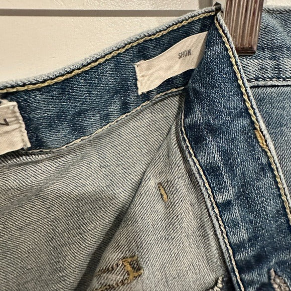 Shon Jean Mid-Rise Stretch Barrel Denim in Classic Wash