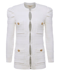 Marina Textured Cardigan in White - Large