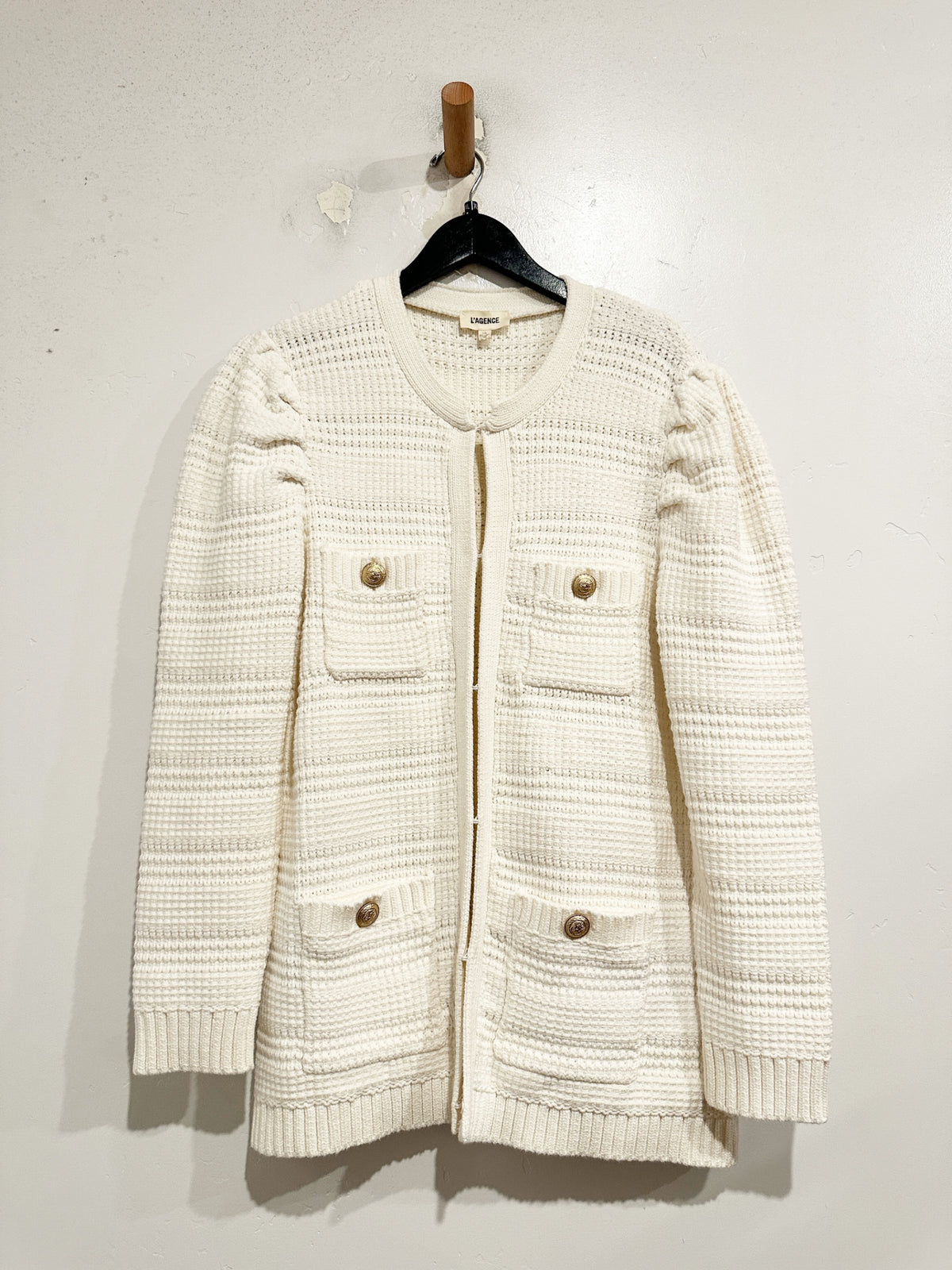 Marina Textured Cardigan in White - Large