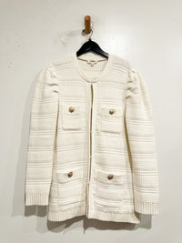 Marina Textured Cardigan in White - Large