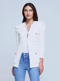 Marina Textured Cardigan in White - Large