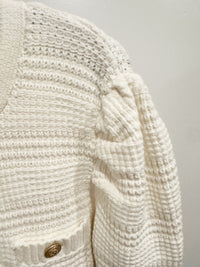 Marina Textured Cardigan in White - Large