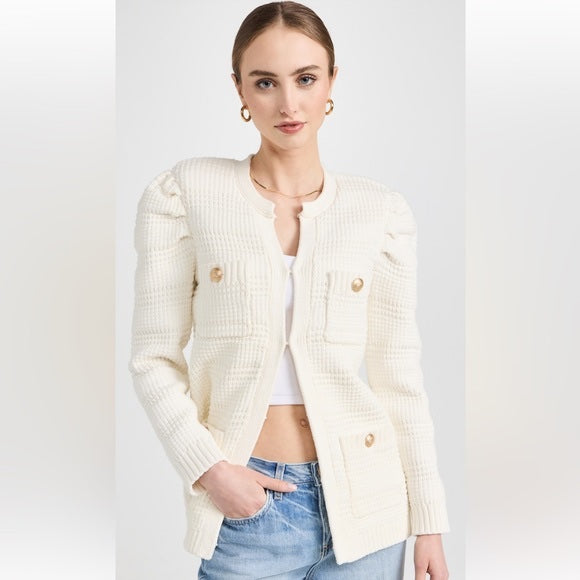 Marina Textured Cardigan in White - Large