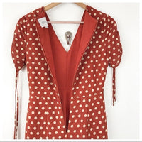 Polka Dot Ruched Midi Dress - XS