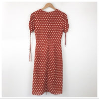 Polka Dot Ruched Midi Dress - XS
