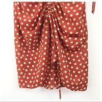 Polka Dot Ruched Midi Dress - XS