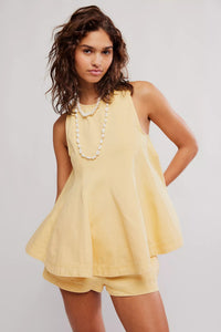 Cassius Denim Short Set in Apricot Gelato